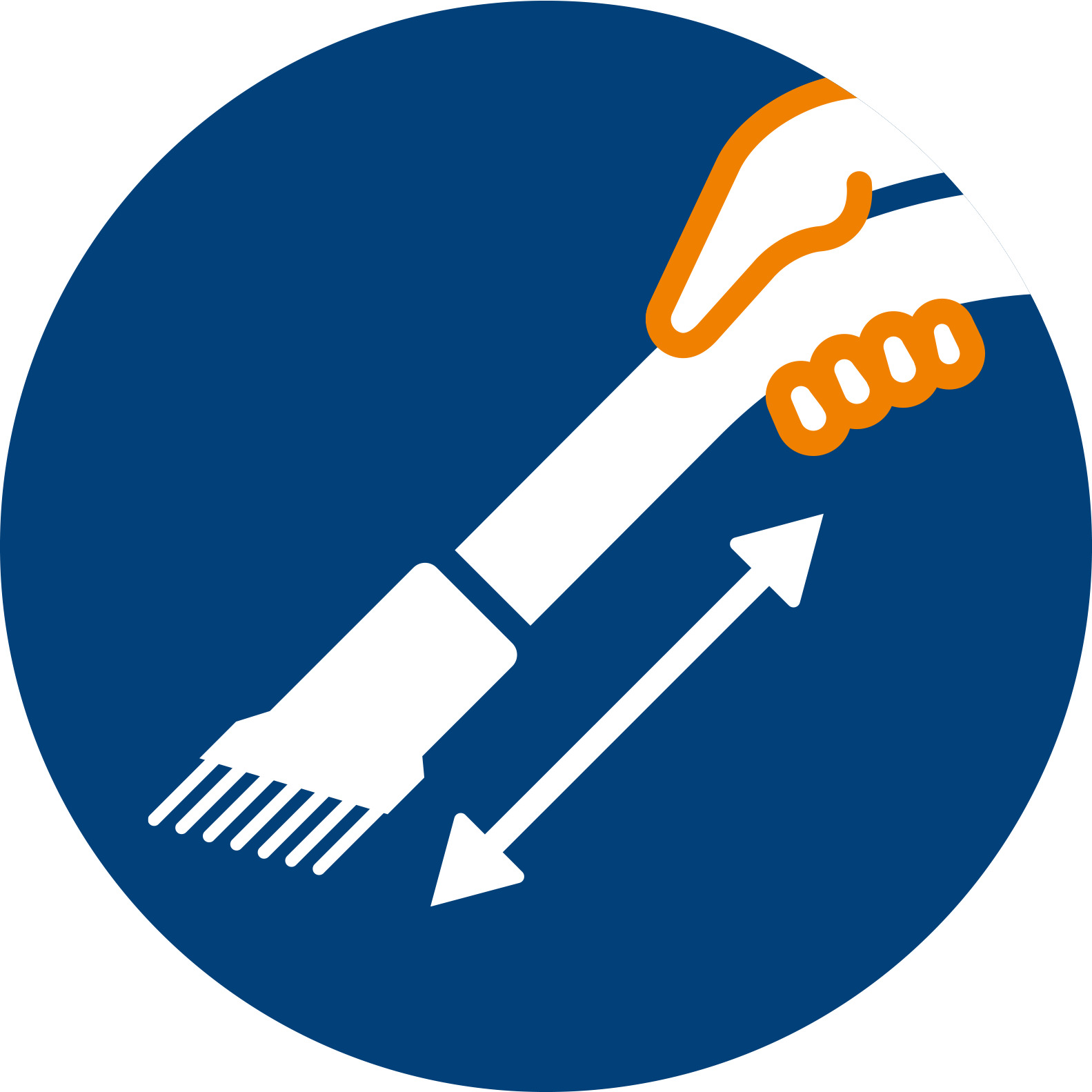 Bl&oslash;d b&oslash;rste integreret i h&aring;ndtaget, s&aring; du let kan f&aring; fat i den