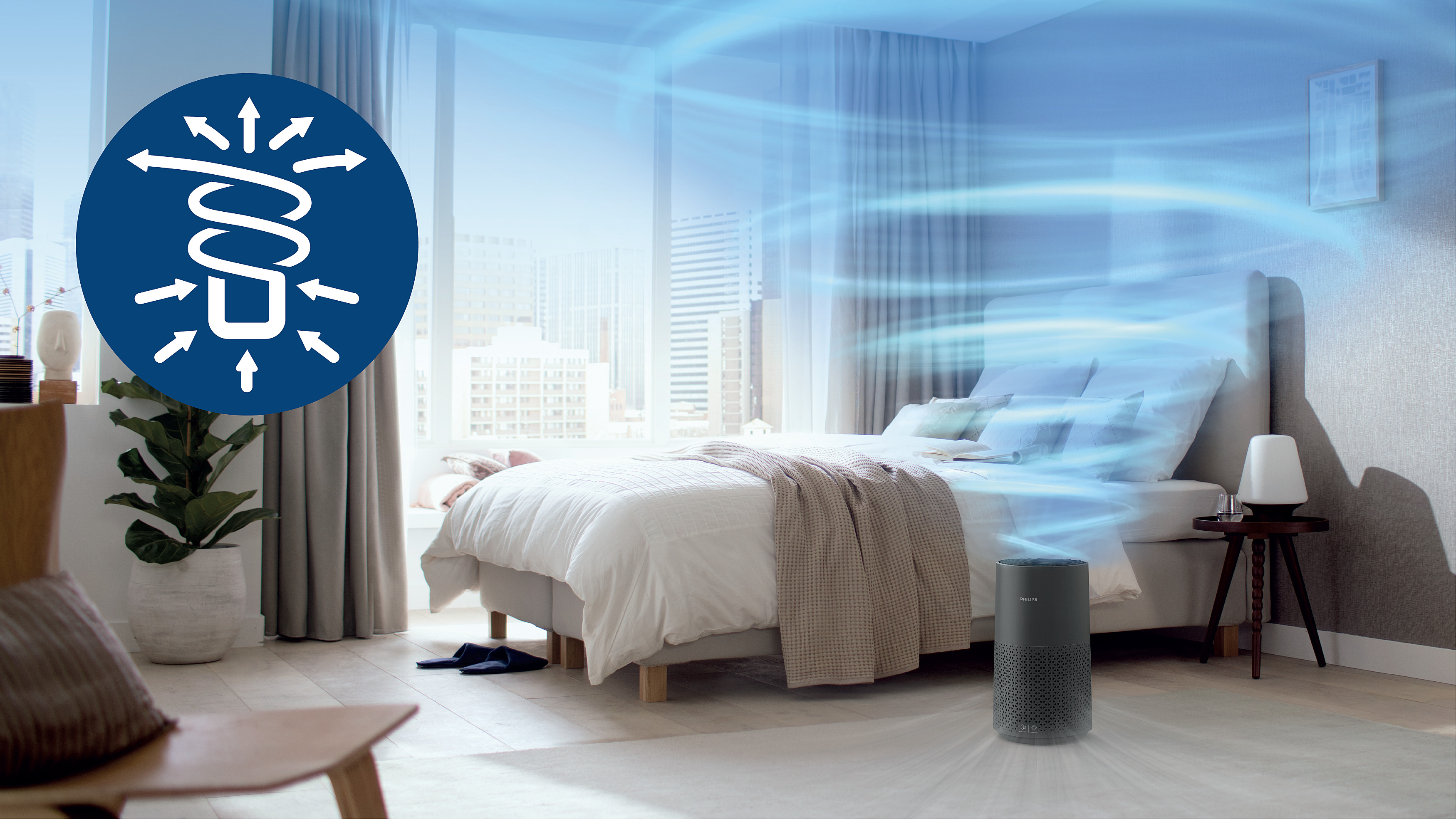 Membersihkan udara secara menyeluruh di ruangan seluas hingga 78 m2