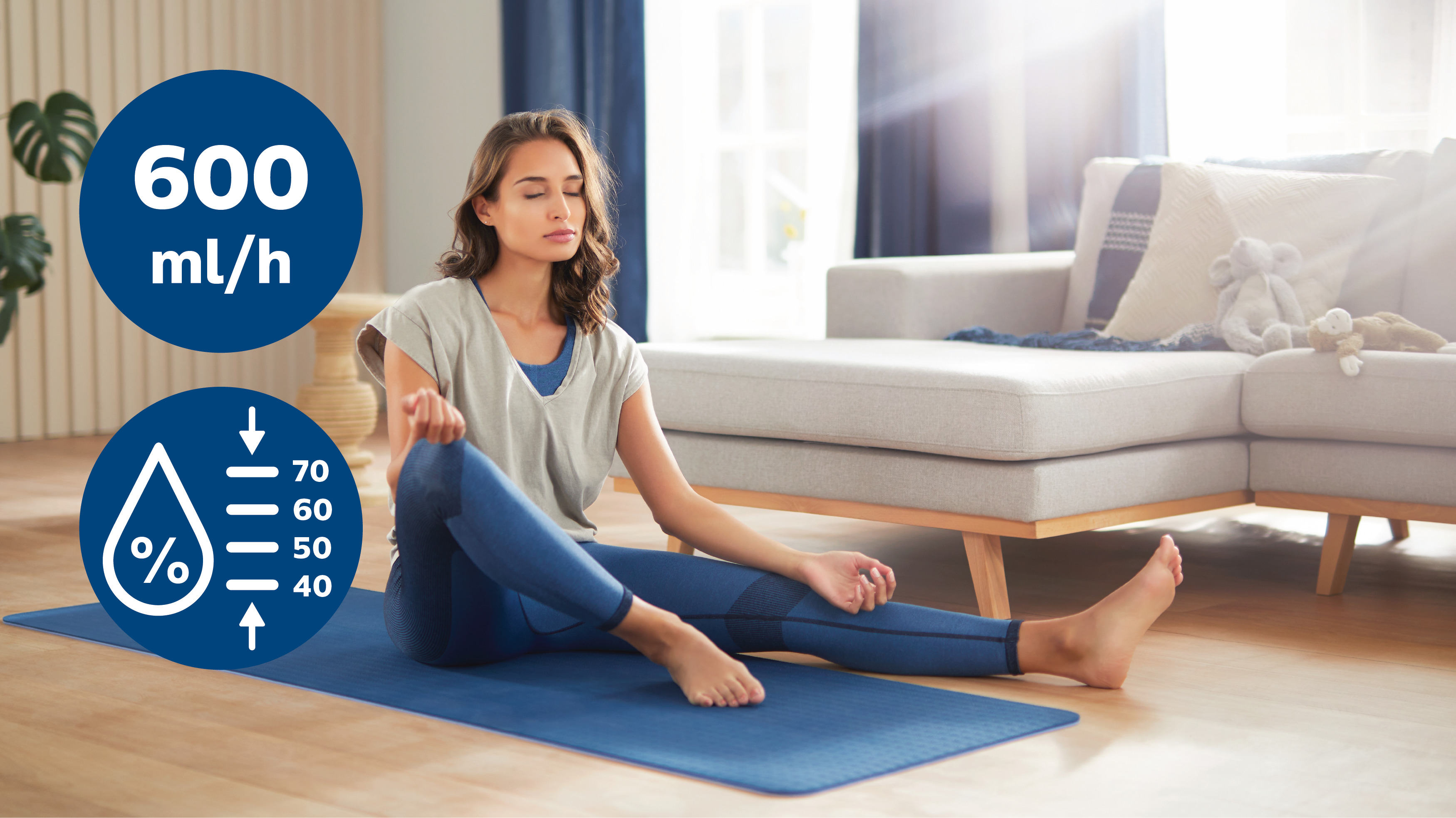 Автоматическое увлажнение до 600&nbsp;мл/ч и 4&nbsp;режима