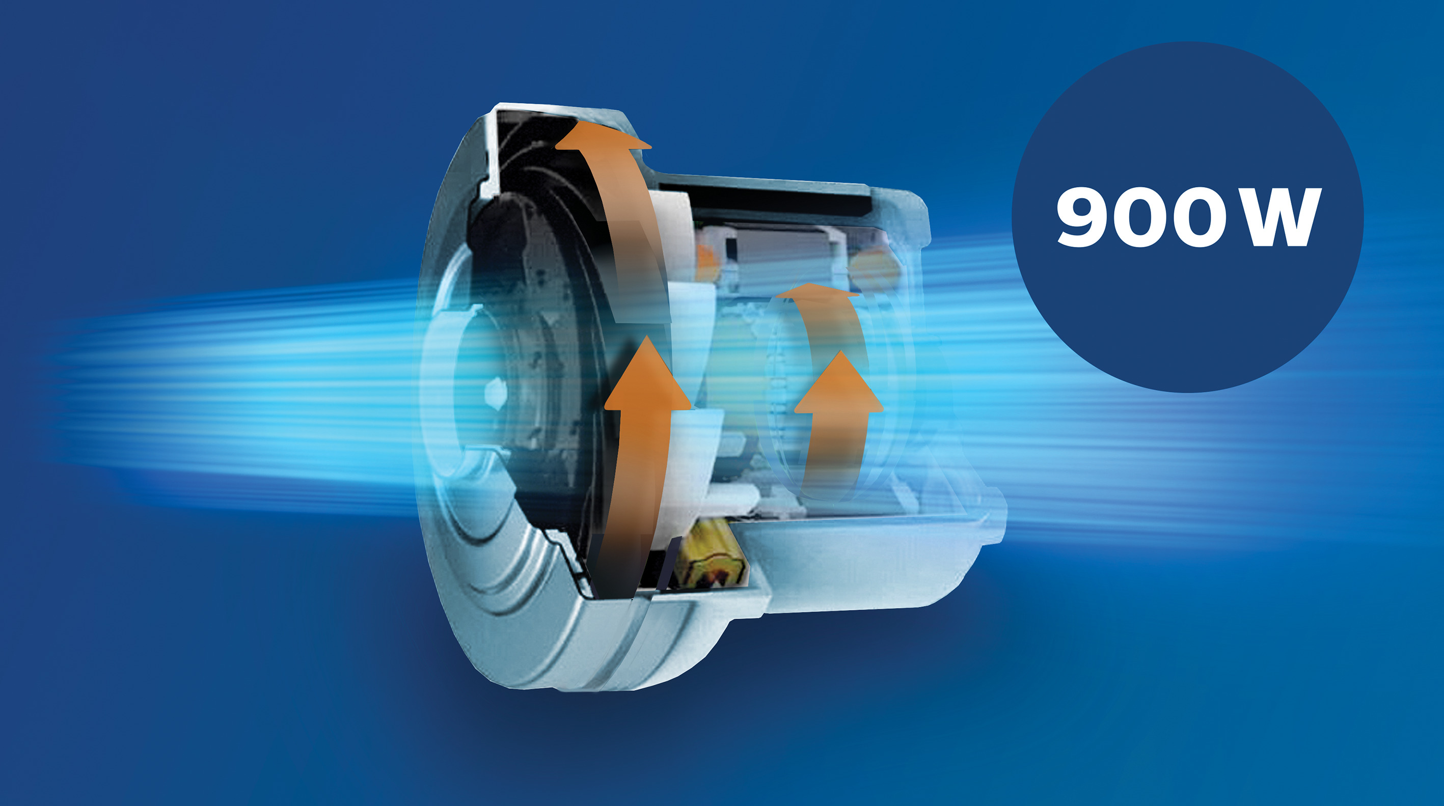 Silnik o mocy 900 W generujący dużą moc ssania