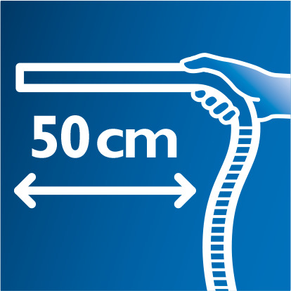 Reach all corners thanks to the extra-long ergonomic grip