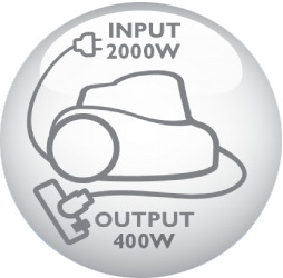 Motor p&aring; 2&nbsp;000 W som ger en sugeffekt p&aring; max. 400 W