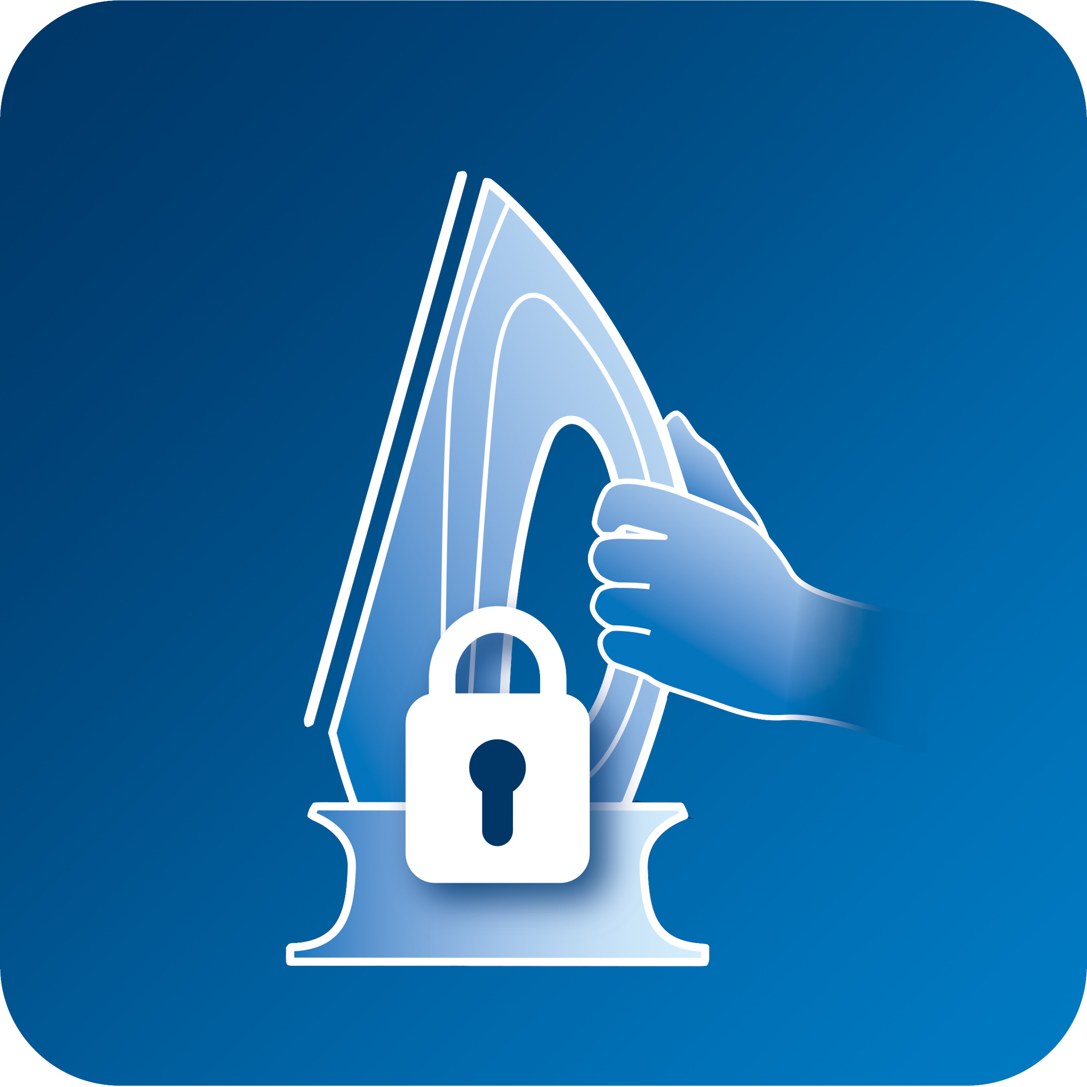 После глажения зафиксируйте утюг с помощью замка для надежного хранения