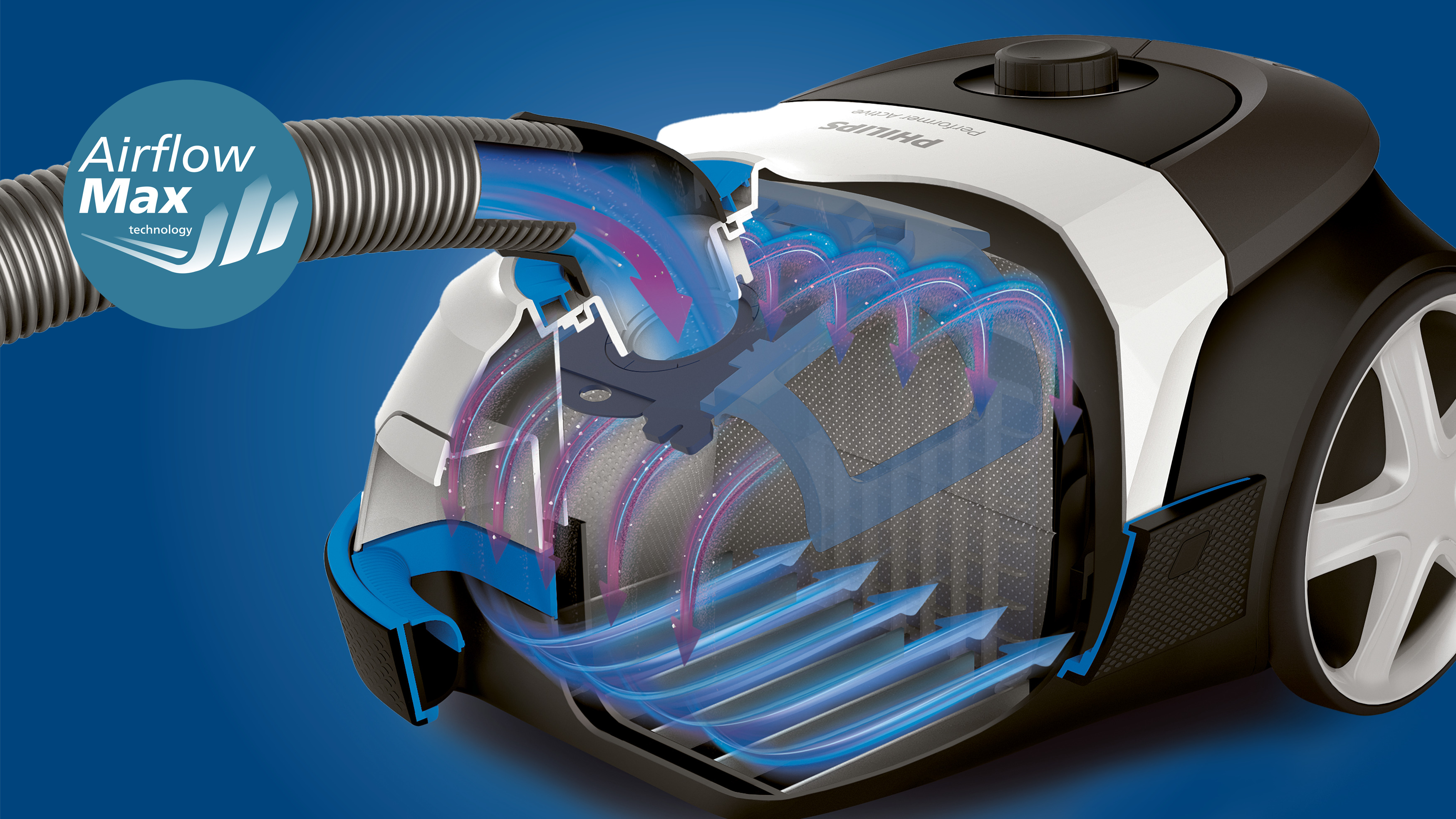 Усъвършенствана технология AirflowMax за висока всмукателна мощност