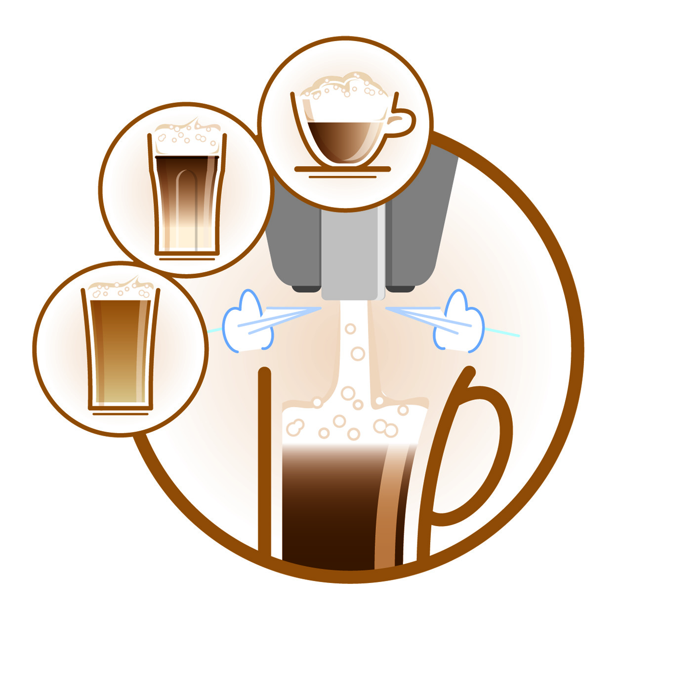 Automatisches Aufsch&auml;umsystem f&uuml;r perfekt aufgesch&auml;umte Milch