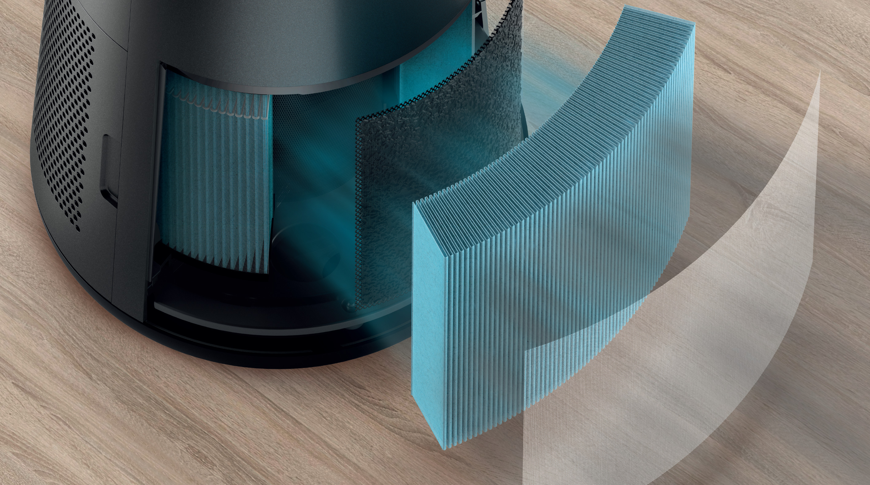 Фильтрует 99,95% мельчайших частиц размером 0,003&nbsp;мкм