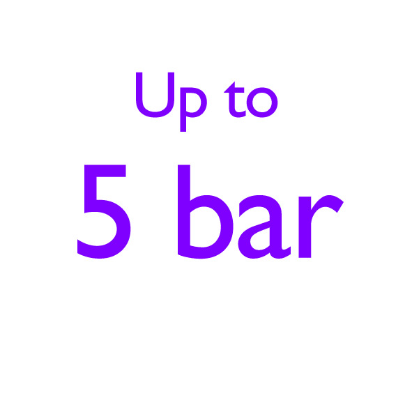 Up to 5&nbsp;bar pressure