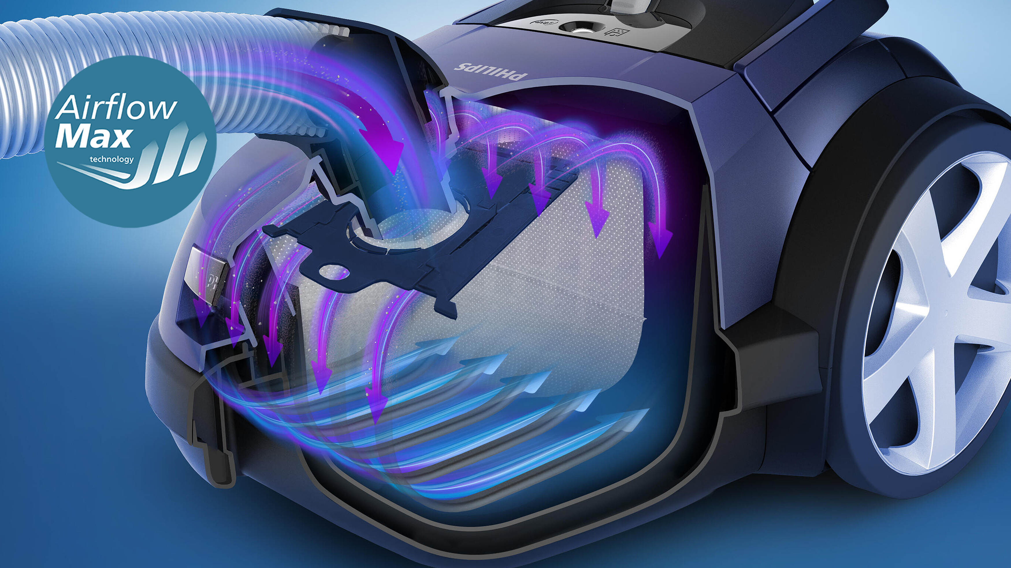 Technologie avanc&eacute;e AirflowMax pour une aspiration puissante