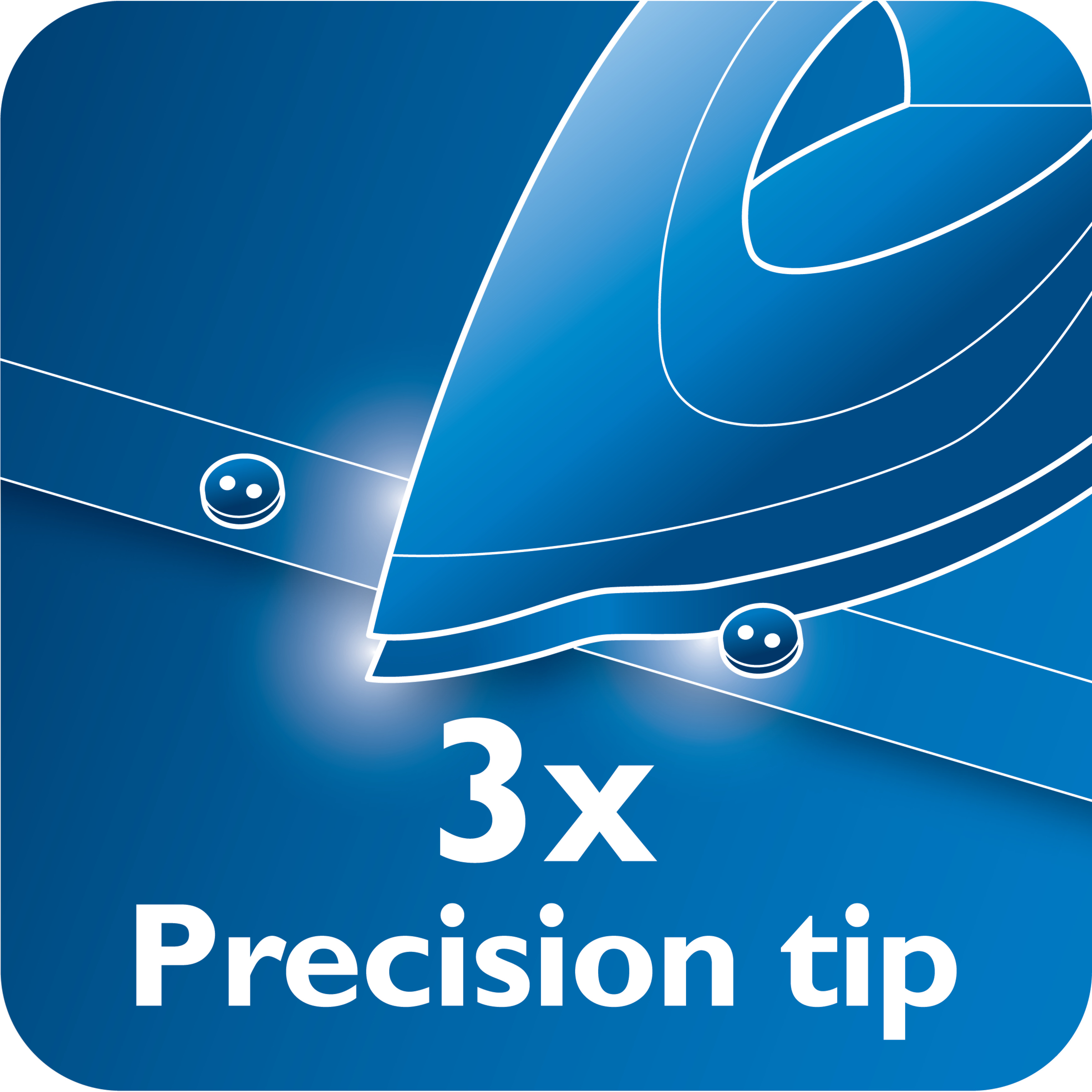 Triple precision tip for optimal control and visibility