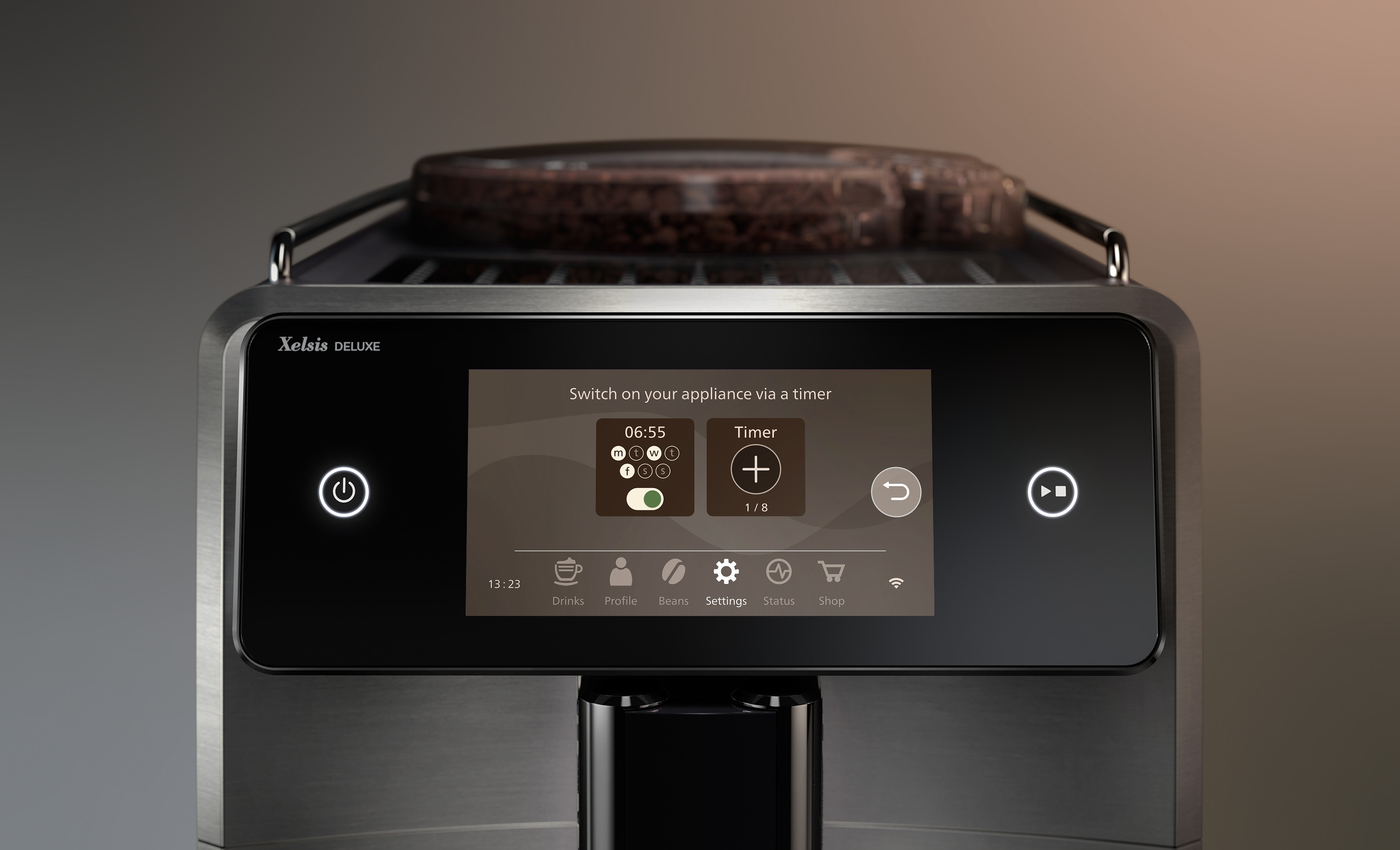 Stelle den Wecktimer, damit deine Maschine zeitgleich mit dir erwacht