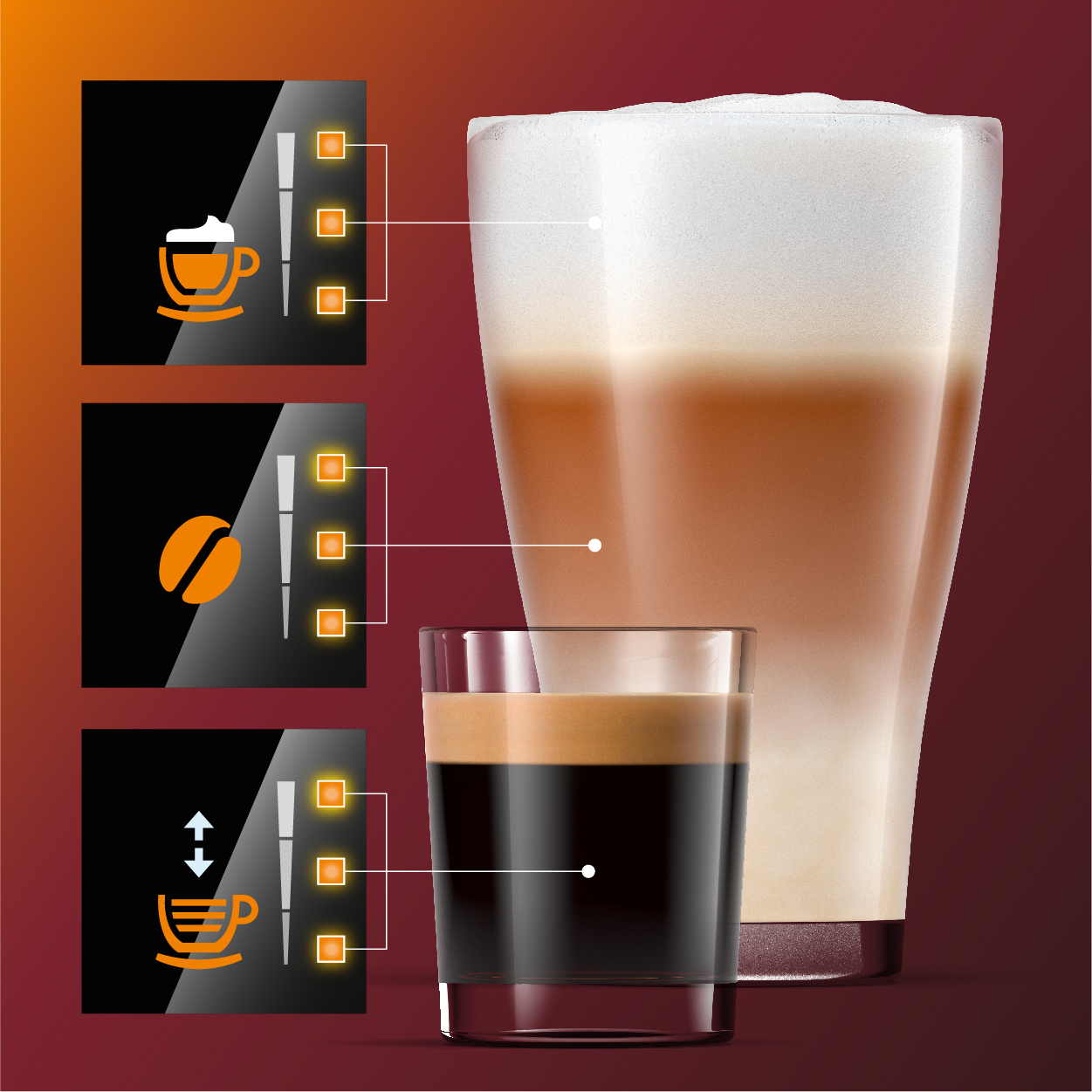 Ajusta la intensidad del aroma y la cantidad mediante la opci&oacute;n de Mi elecci&oacute;n de caf&eacute;