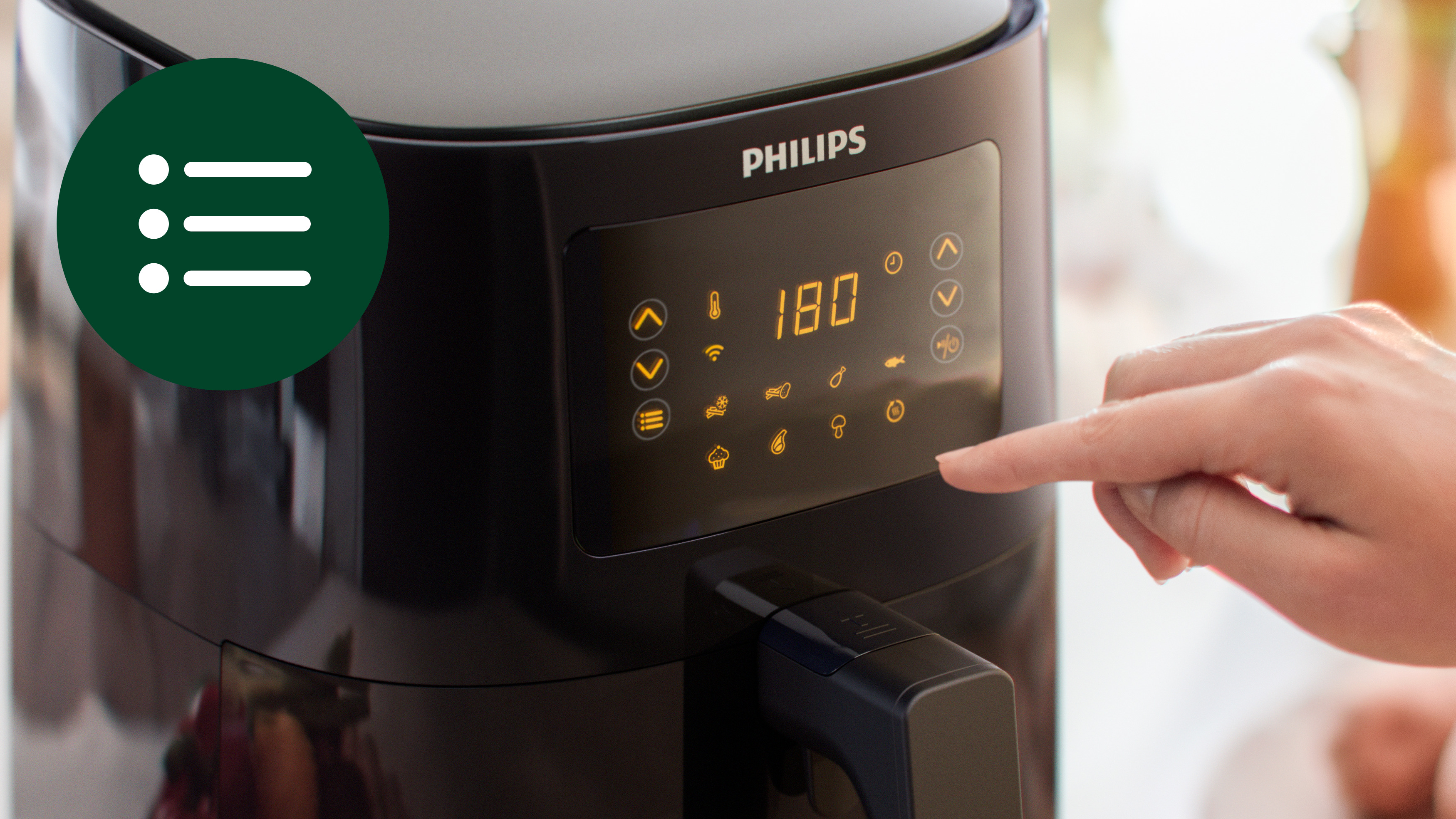 Ber&oslash;ringsf&oslash;lsom sk&aelig;rm med 7 forudindstillinger, s&aring; du nemt kan v&aelig;lge