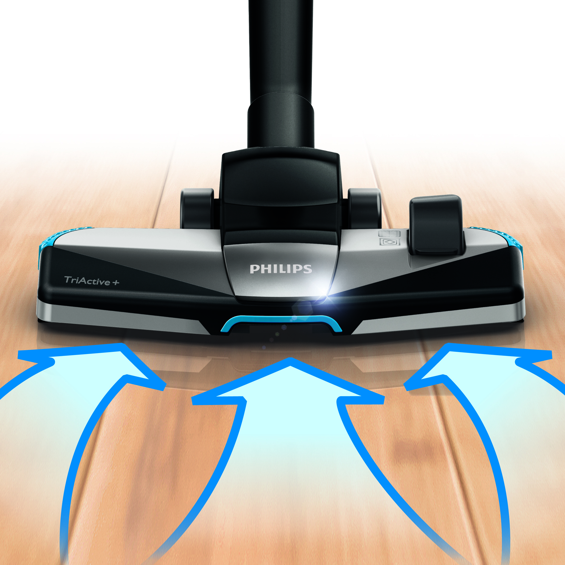 New 3-in-1 TriActive+ nozzle picks up coarse and fine dust