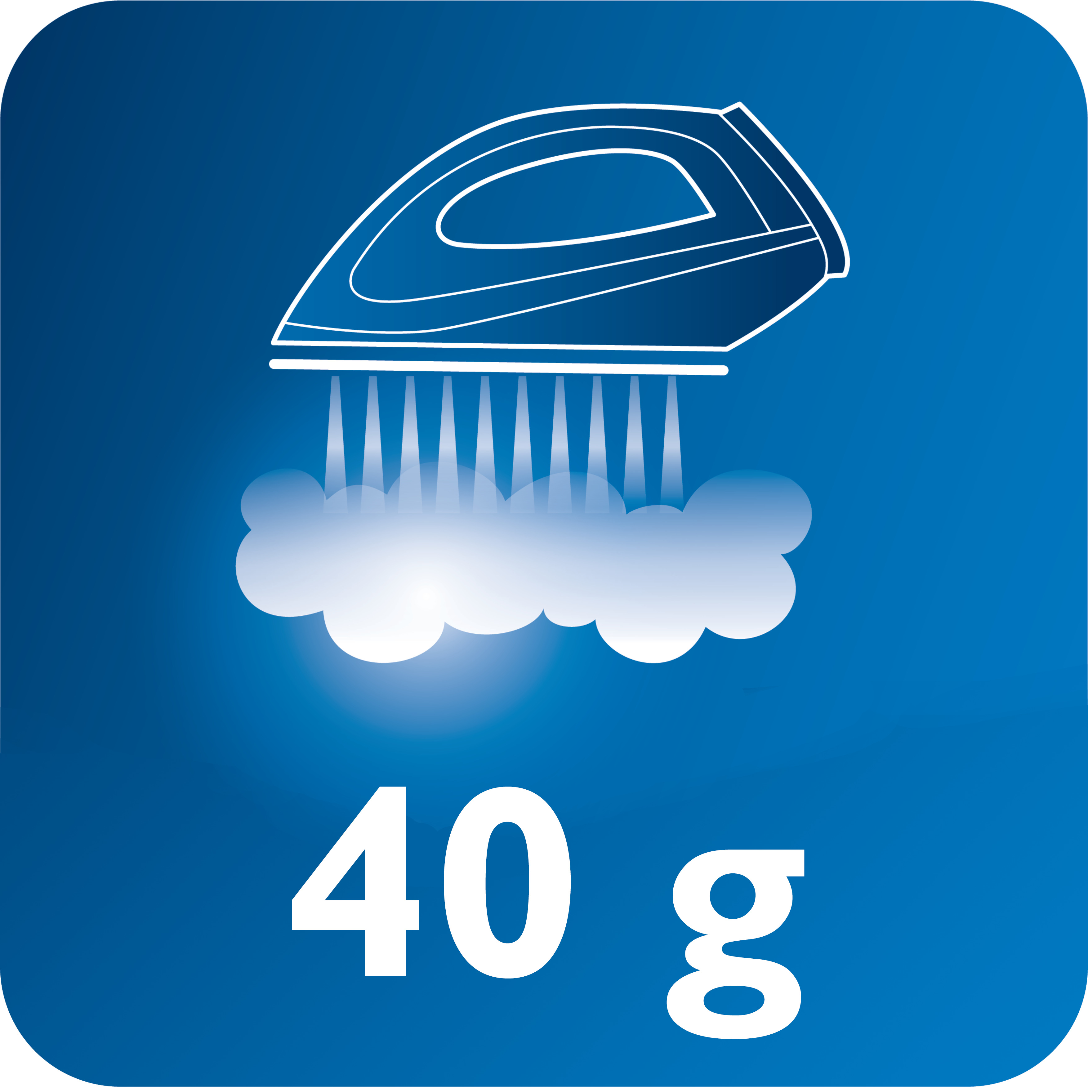 D&eacute;bit vapeur continu jusqu'&agrave; 40&nbsp;g/min