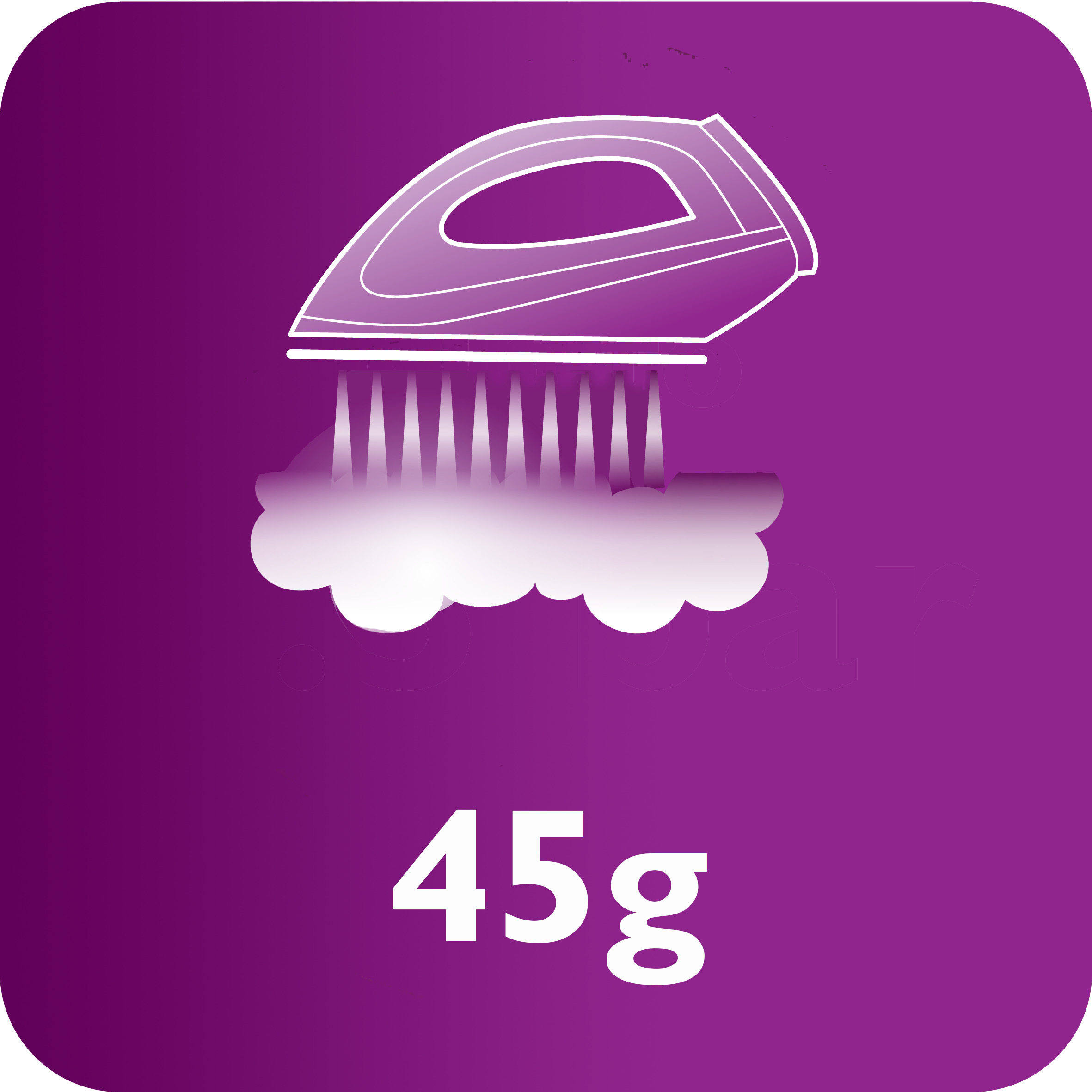 Steam output of up to 45 g/min for better crease removal