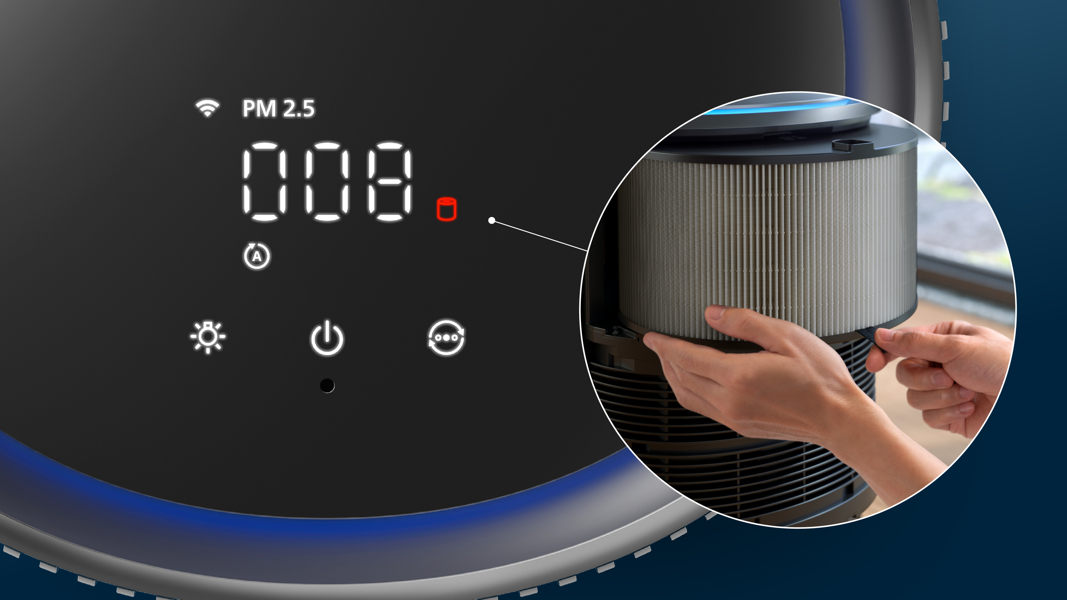 Pratite pametni indikator statusa filtera na uređaju