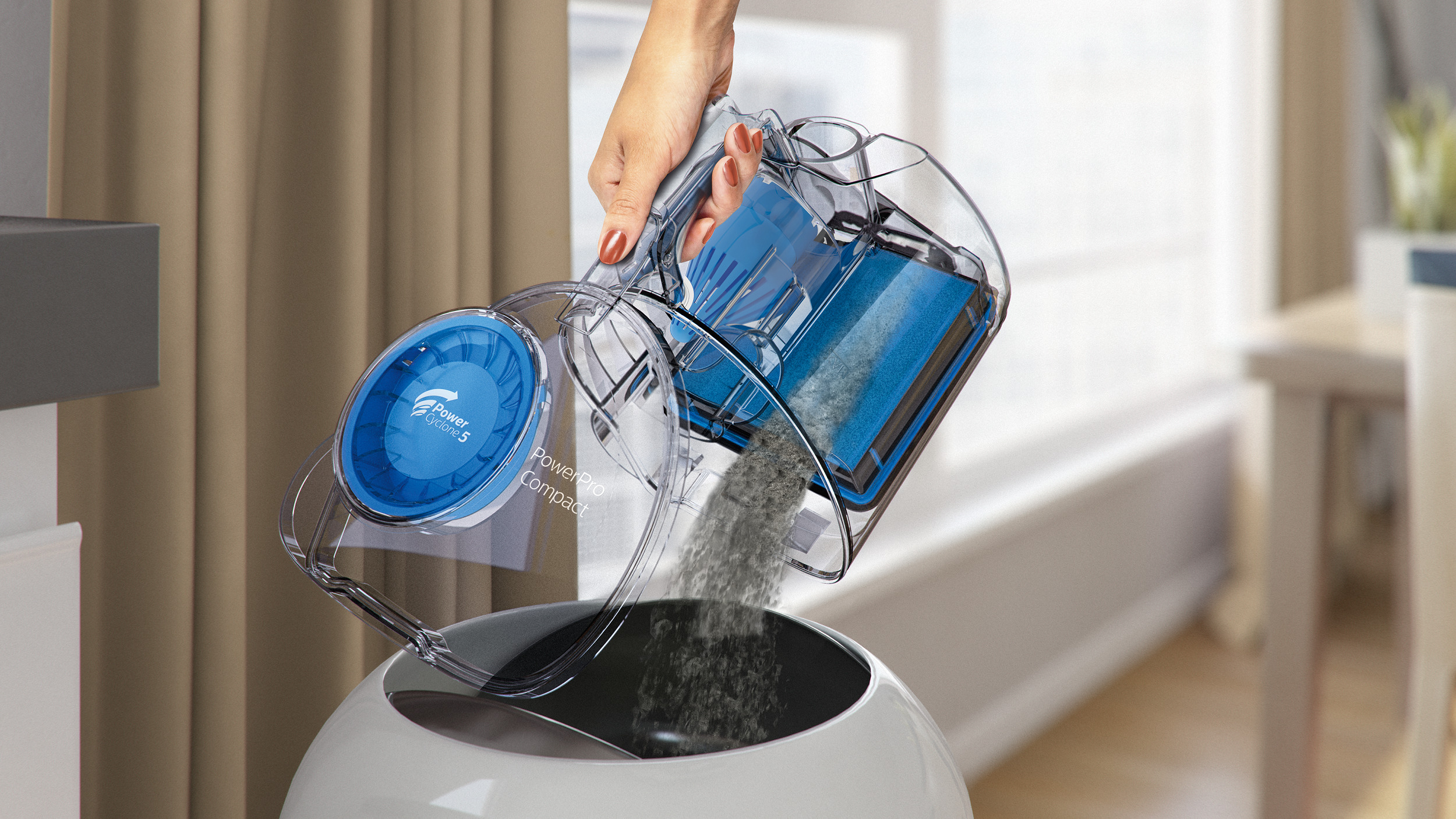 Łatwe opr&oacute;żnianie jedną ręką w kontrolowany spos&oacute;b